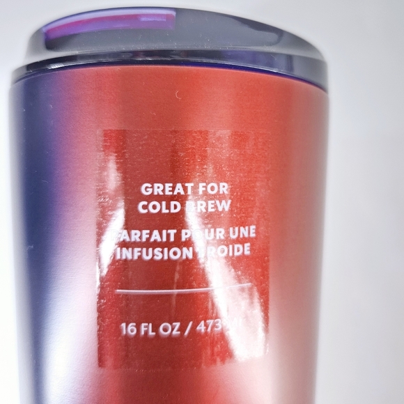 Starbucks Ombre 2 tone Red Navy Blue Cold Cup Tumbler New 16 oz - Picture 3 of 6